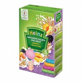 Heinz лакомая кашка молочная рисовая с абрикосом и черносливом (с 5 мес) 200 гр