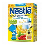 Nestle каша молочная мультизлаковая с бананом и кусочками земляники (с 6 мес) 250 гр