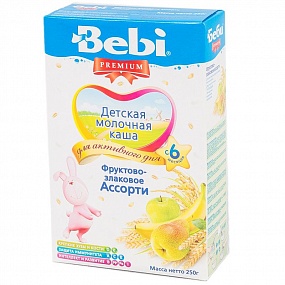 Bebi Premium каша молочная фруктово-злаковое ассорти (с 6 мес) 250 гр