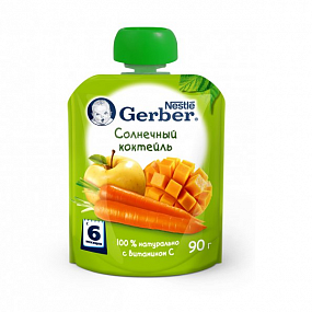 Gerber солнечный коктейль (с 6 мес) 90 гр