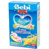Bebi Premium каша молочная 3 злака малина мелисса с пребиотиками (с 6 мес) 200 гр