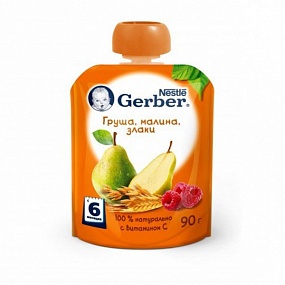 Gerber груша малина злаки (с 6 мес) 90 гр