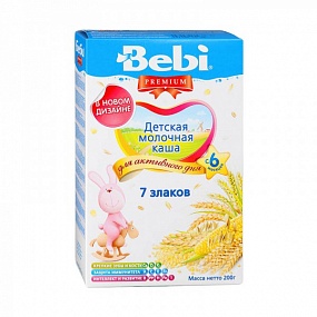 Bebi Premium каша молочная 7 злаков (с 6 мес) 200 гр