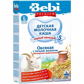 Bebi Premium каша на козьем молоке овсяная (с 5 мес) 200 гр